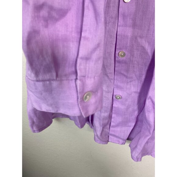 J. Jill Love Linen Essential Button Up Long Sleeve Tunic Top Size Large Purple - Picture 10 of 13